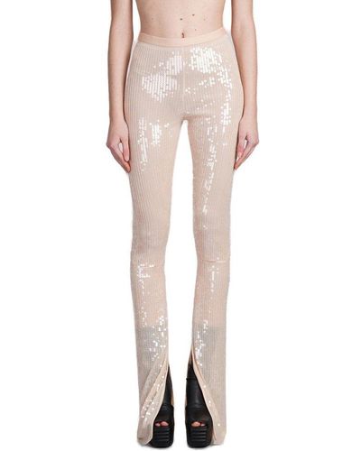 Rick Owens Mid-rise Sequined Trousers - Natural