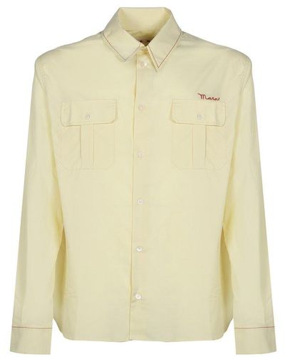 Marni Cotton Shirt With Embroidery - Natural