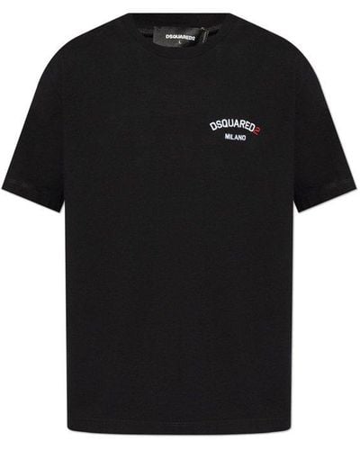 DSquared² Logo-embroidered Crewneck T-shirt - Black