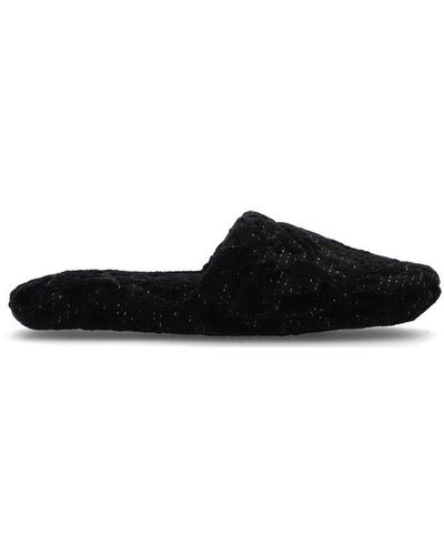 Versace Round-toe Slip-on Slippers - Black