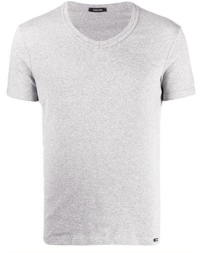 Tom Ford Man's Cotton V-neck T-shirt - White