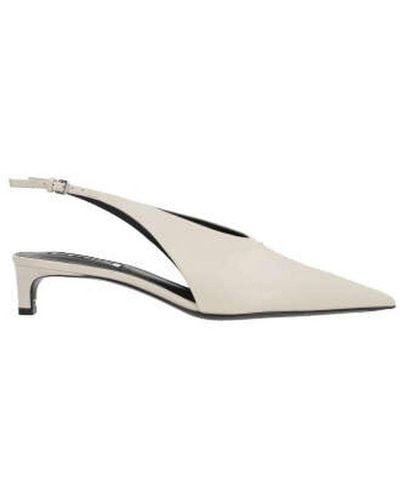 Jil Sander Pointed Toe Slingback Court Shoes - White