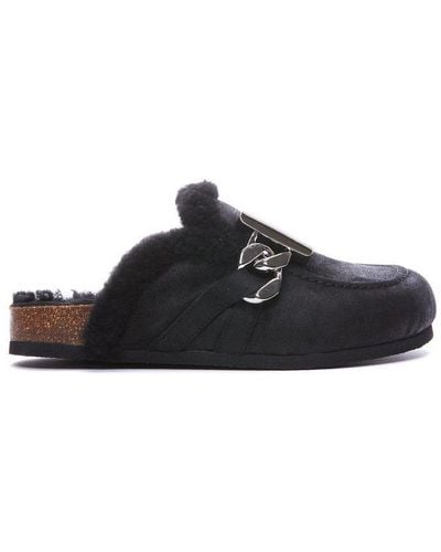 JW Anderson Rounded Toe Slip-on Slippers - Black