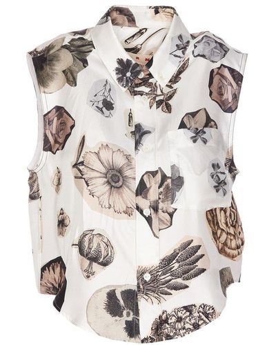 Marni Floral Printed Sleeveless Shirt - White