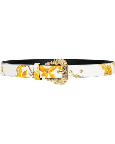 Versace Jeans Couture Baroque-pattern Printed Buckle Belt - White
