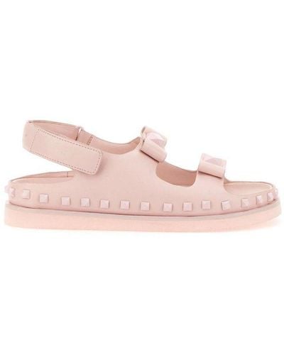 Ash Stud Embellished Bow-detailed Sandals - Pink