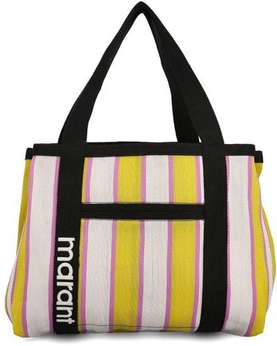 Isabel Marant Striped Pattern Top Handle Bag - Black