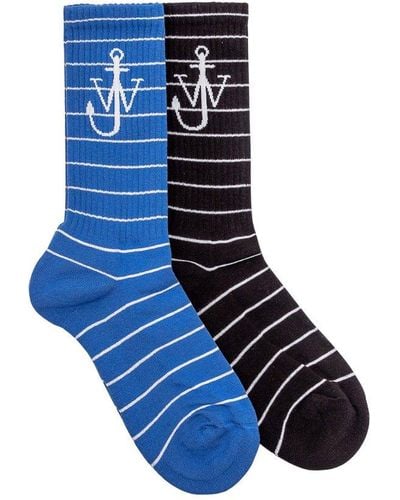 JW Anderson Jacquard Socks - Blue