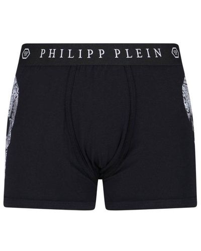 Philipp Plein Logo Printed Stretched Boxers - Blue