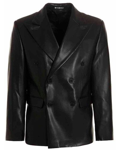 MISBHV Double-breasted Leather Jacket - Black