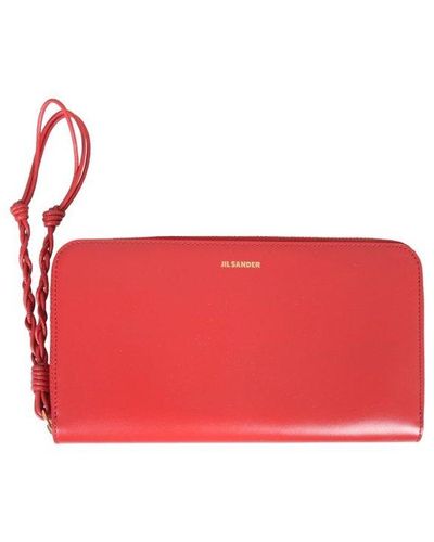 Jil Sander Medium Wallet With Strap - Red