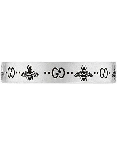 Gucci GG And Bee Engraved Ring - Metallic