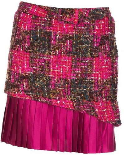 ANDERSSON BELL Boucle Checked Pleated Skirt - Pink