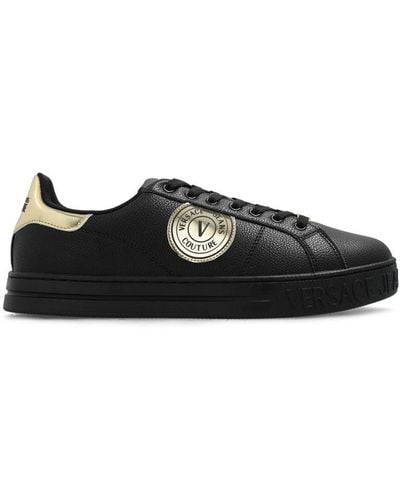 Versace Logo-patch Lace-up Trainers - Black