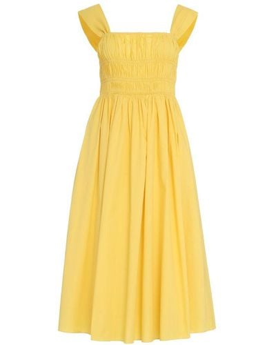 STAUD Ida Poplin Midi Dress - Yellow
