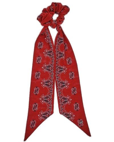 Saint Laurent Stretch Fabric Scrunchie With Bandana Print - Red