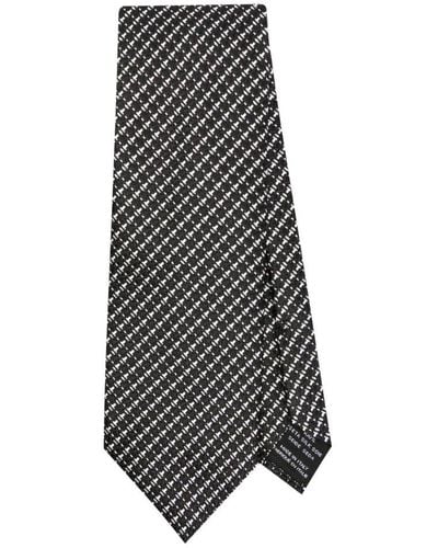 Tom Ford Geometric-printed Pointed Tip Tie - White