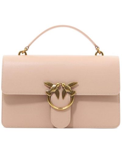 Pinko Love One Logo Plaque Tote Bag - Pink