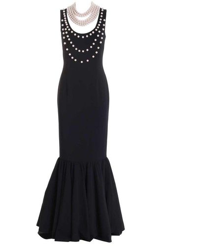 Moschino Pearls Long Dress - Black