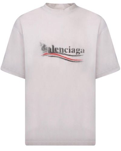 Balenciaga Logo Printed Crewneck T-shirt - Grey