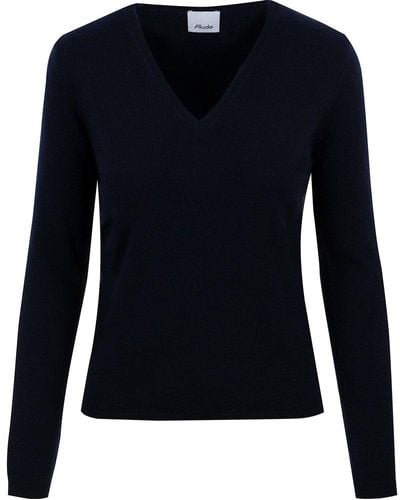 Allude V-neck Knitted Pullover - Blue