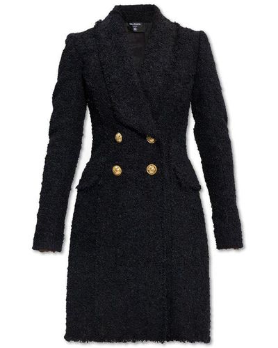 Balmain Coat With Pockets - Black