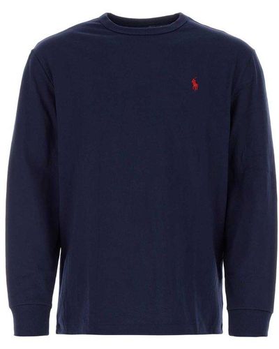Polo Ralph Lauren Logo Embroidered Crewneck Sweatshirt - Blue