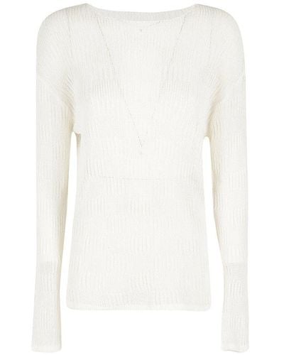 Low Classic Ribbed Long Sleeve Top - White
