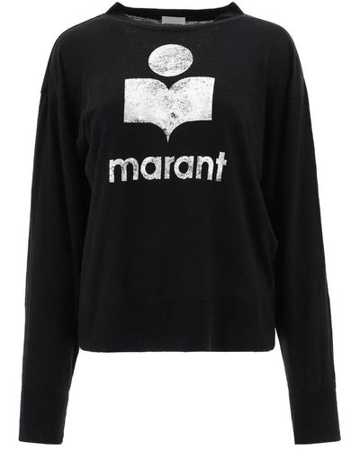 Isabel Marant Logo Printed Long-sleeve T-shirt - Black