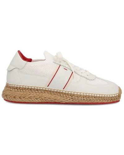 Christian Louboutin Round Toe Lace-up Trainers - White