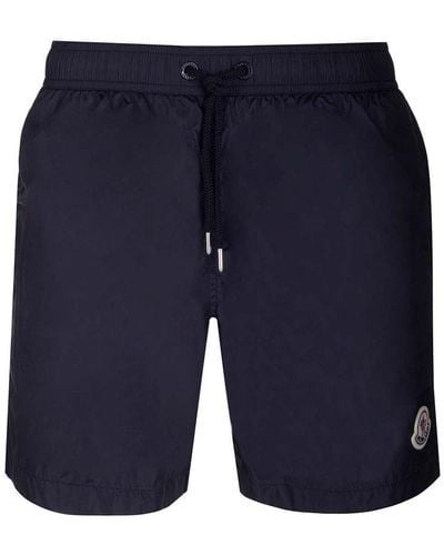Moncler Logo Print Swim Shorts - Blue