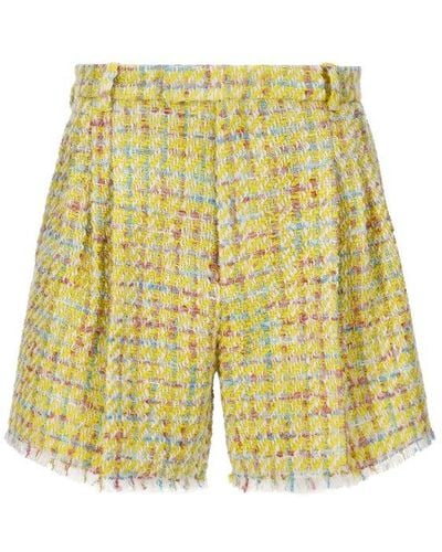 Gucci Frayed Hem Tweed Shorts - Yellow