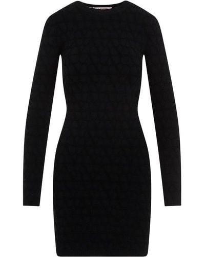 Valentino Toile Iconographe Crewneck Dress - Black