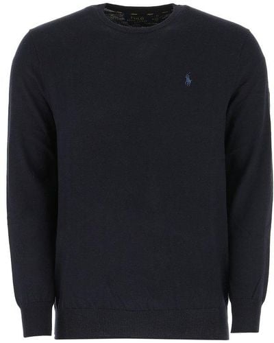 Polo Ralph Lauren Logo Embroidered Crewneck Sweater - Black
