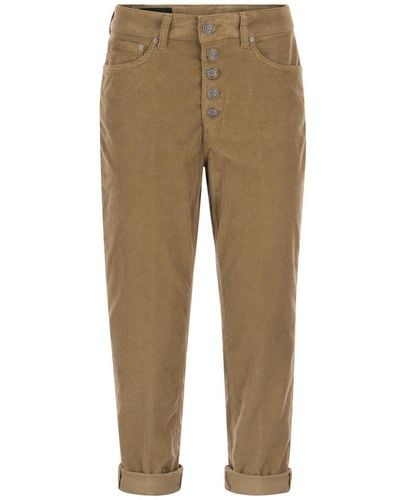 Dondup Mid-rise Cropped Corduroy Pants - Natural