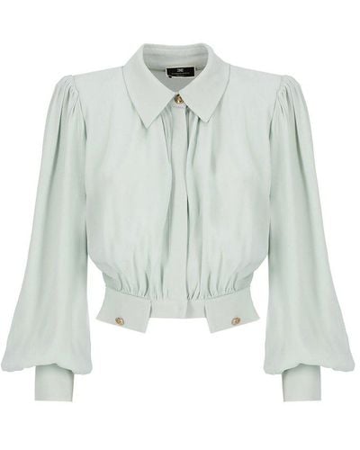 Elisabetta Franchi Ruched Cropped Blouse - Green