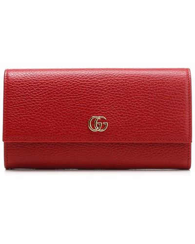Gucci Leather Continental Wallet - Red