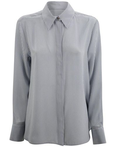 Max Mara Studio Striped Long-sleeved Shirt - Grey