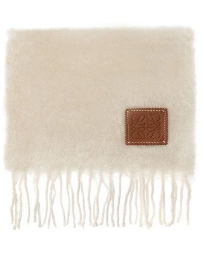 Loewe Mohair Scarf With Logo - White