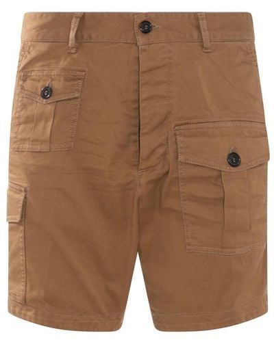 DSquared² Logo Patch Cargo Shorts - Brown