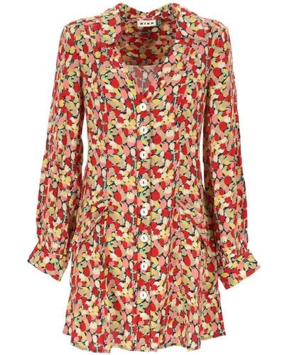 RIXO London Floral Printed Long-sleeved Dress - Red