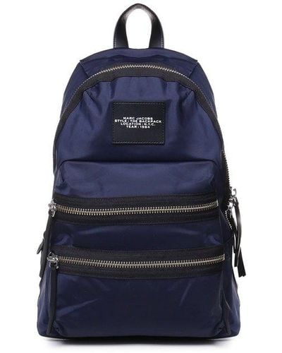Marc Jacobs The Biker Logo-patch Zipped Large Backpack - Blue