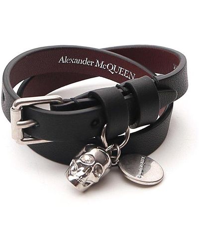 Alexander McQueen Double Wrap Skull Charm Bracelet - Black