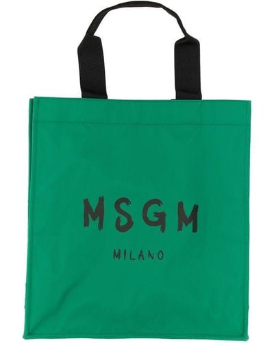 MSGM Tote Bag With Logo - Green