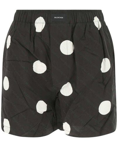 Balenciaga Polka Dot Logo Print Shorts - Black