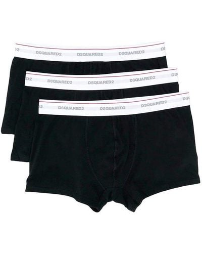 DSquared² Logo Waistband Pack Of Three Boxers - Black