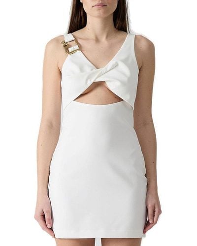 Just Cavalli Buckle Detailed Cut-out Dress - White
