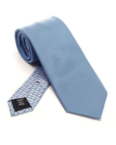 Zegna Silk Tie With Double Print - Blue