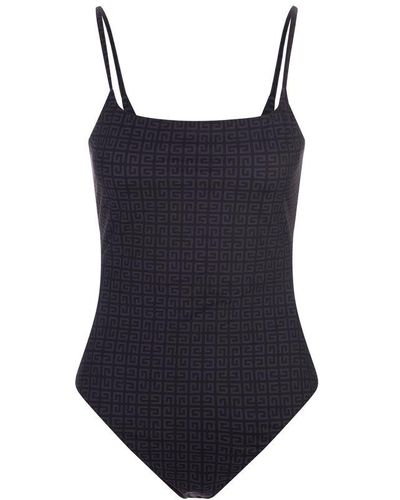 Givenchy Monogram Cut-out Detail One Piece Swimsuit - Blue