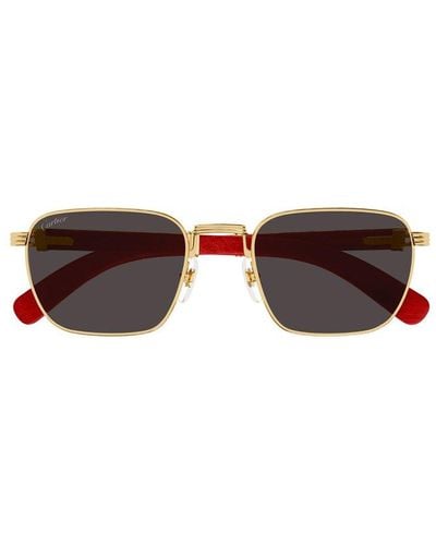 Cartier Rectangular Frame Sunglasses - Brown